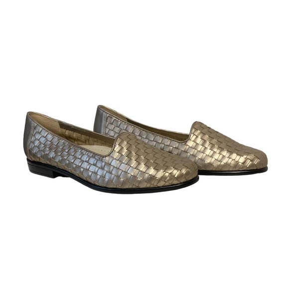 Trotters Shoes - Trotters Metallic Woven Loafers in Gold and Silver Tones